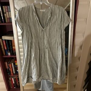 Free People Striped Mini Dress in Gray and White